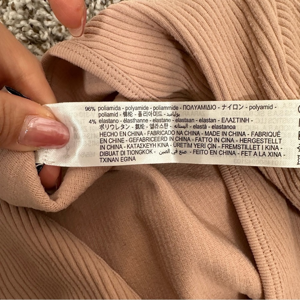 NWT Zara Blushed Pink Ribbed Crop Tie Top - Picture 7 of 7